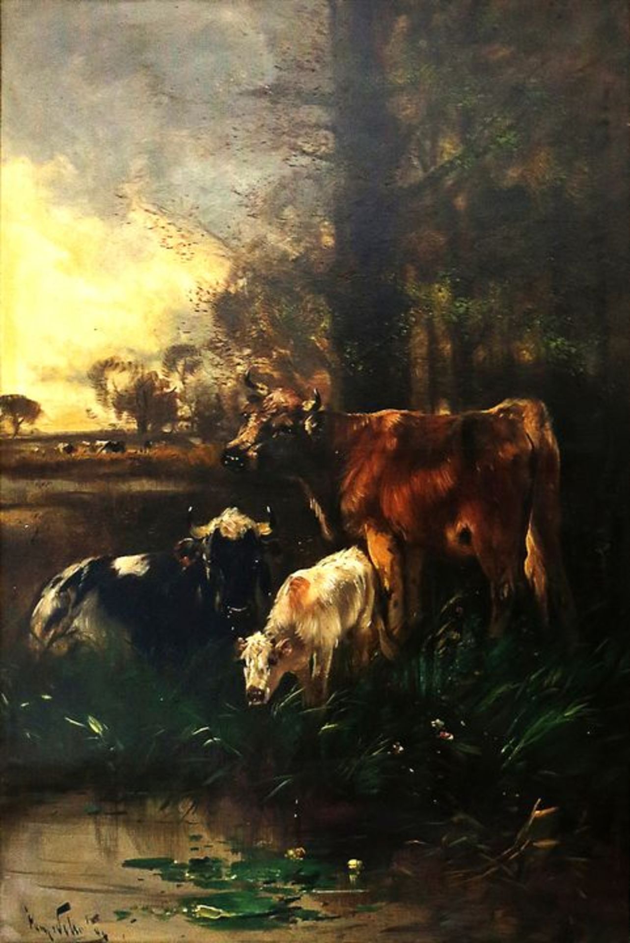 Schouten, Henry Gemälde ''Drei Kühe'' / Schouten, paiting with cows