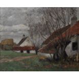 E. Kampf. Gemälde Flämische Landschaft / Kampf, flemish village