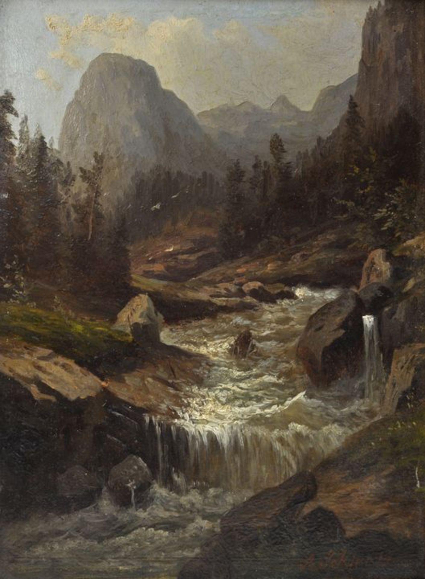 Schiertz. Gemälde ''Alpenlandschaft'' / Schiertz, landscape