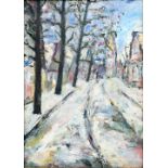 Monogrammist PS (?) Gemälde ''Straße im Winter'' / Village in winter