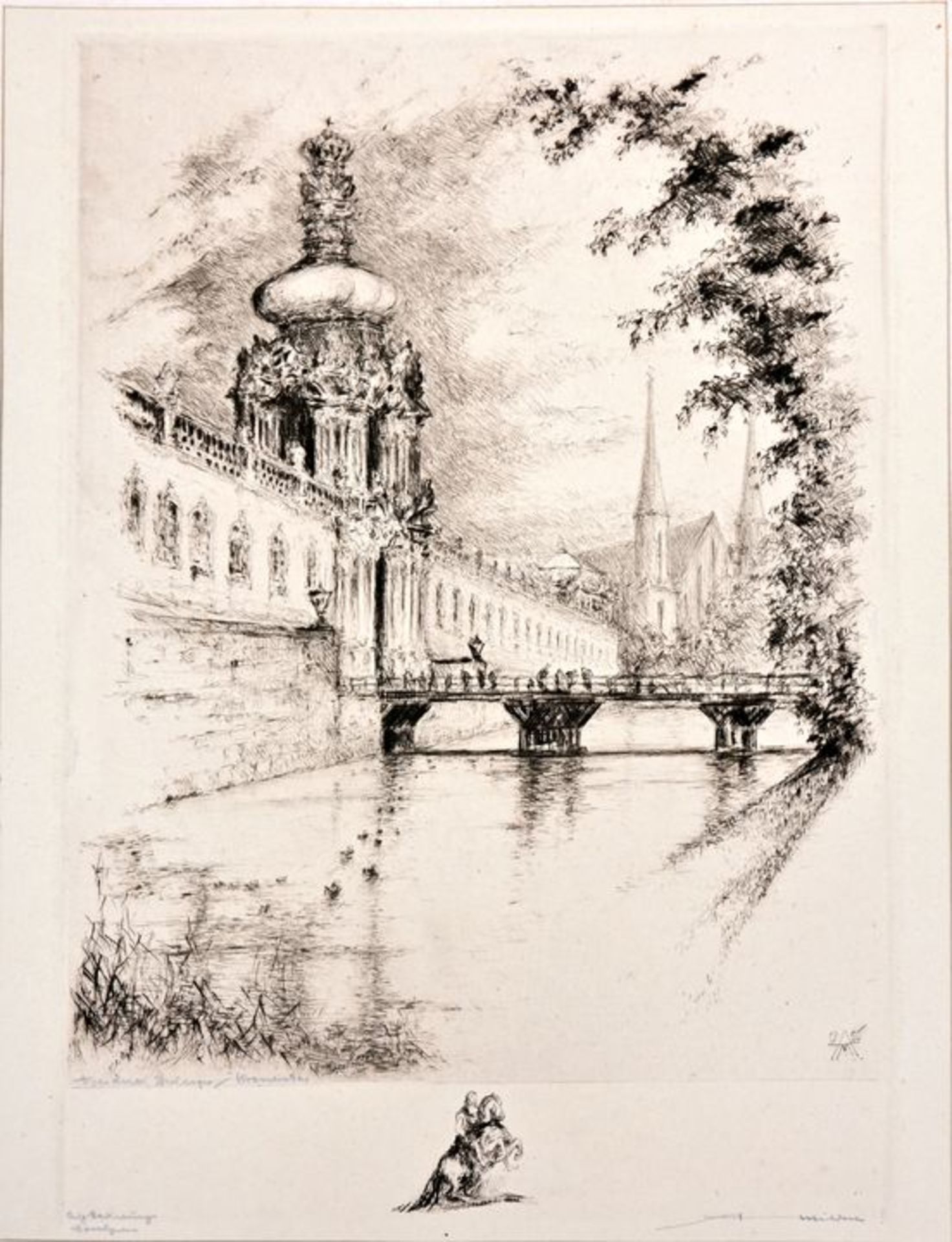 Mildner, drei Radierungen Zwinger / Mildner three etchings - Bild 4 aus 7