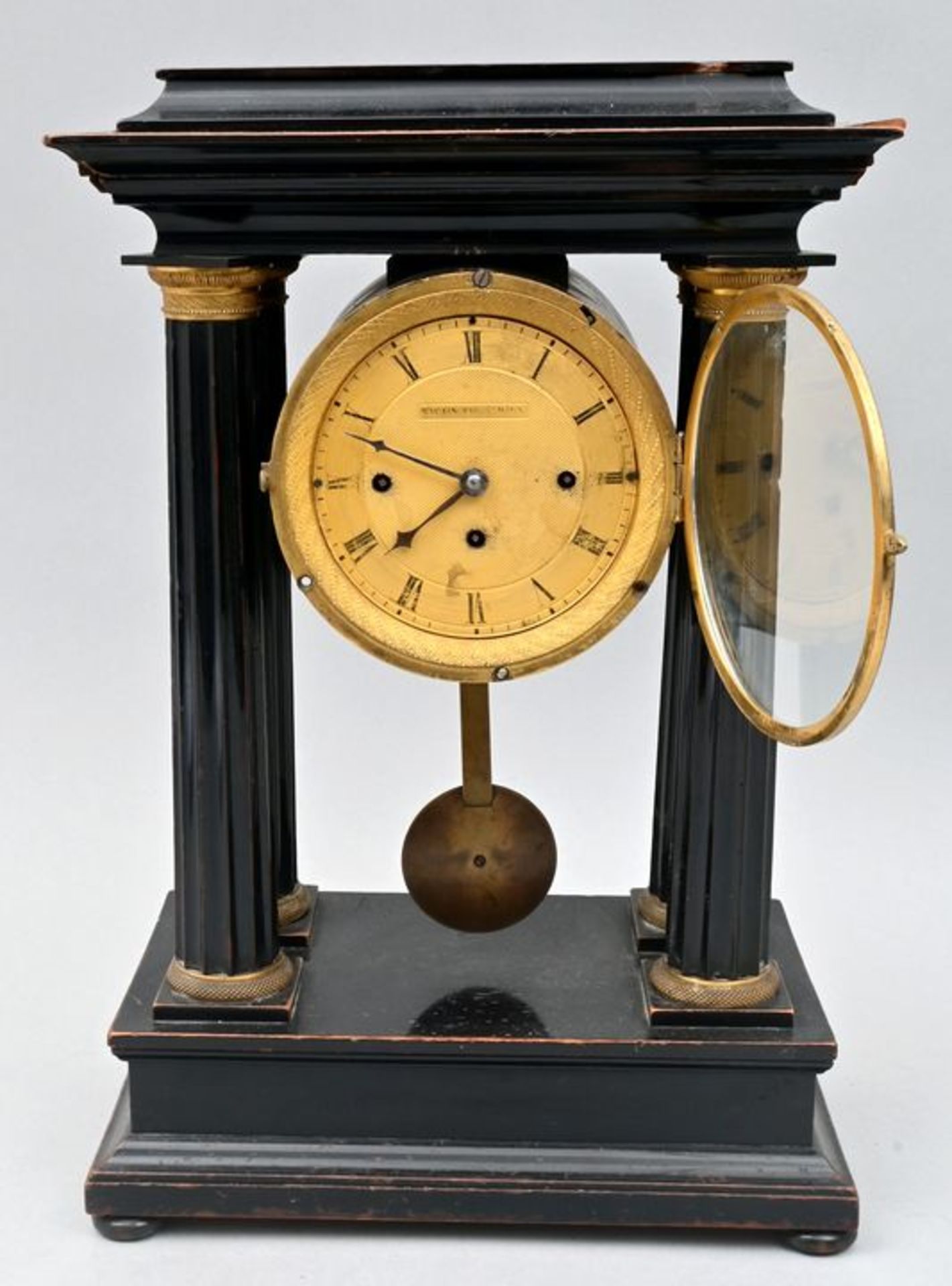 412 Stockuhr, Holz mit Säulen/ bracket clock - Bild 2 aus 10