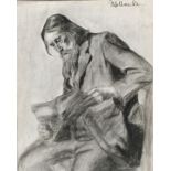 Wollanke, Elly / Charcoal drawing og a reading man