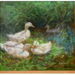 undeutl. sign., Pastell ''Enten'' / Ducks