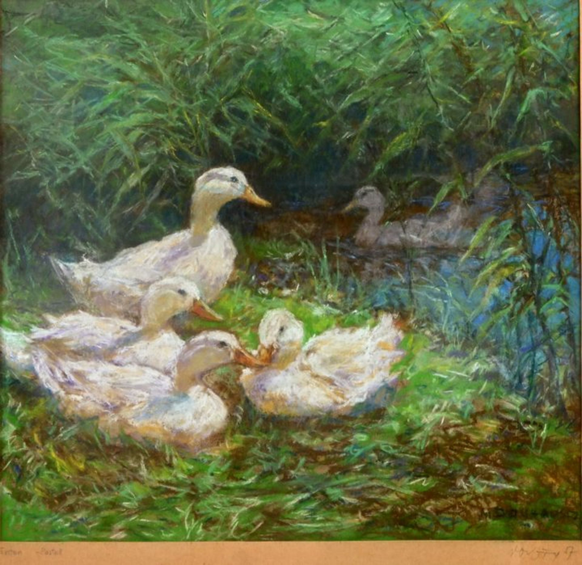 undeutl. sign., Pastell ''Enten'' / Ducks