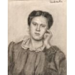 Wollanke Elly, Kohlezeichnung / Charcoal drawing of a lady