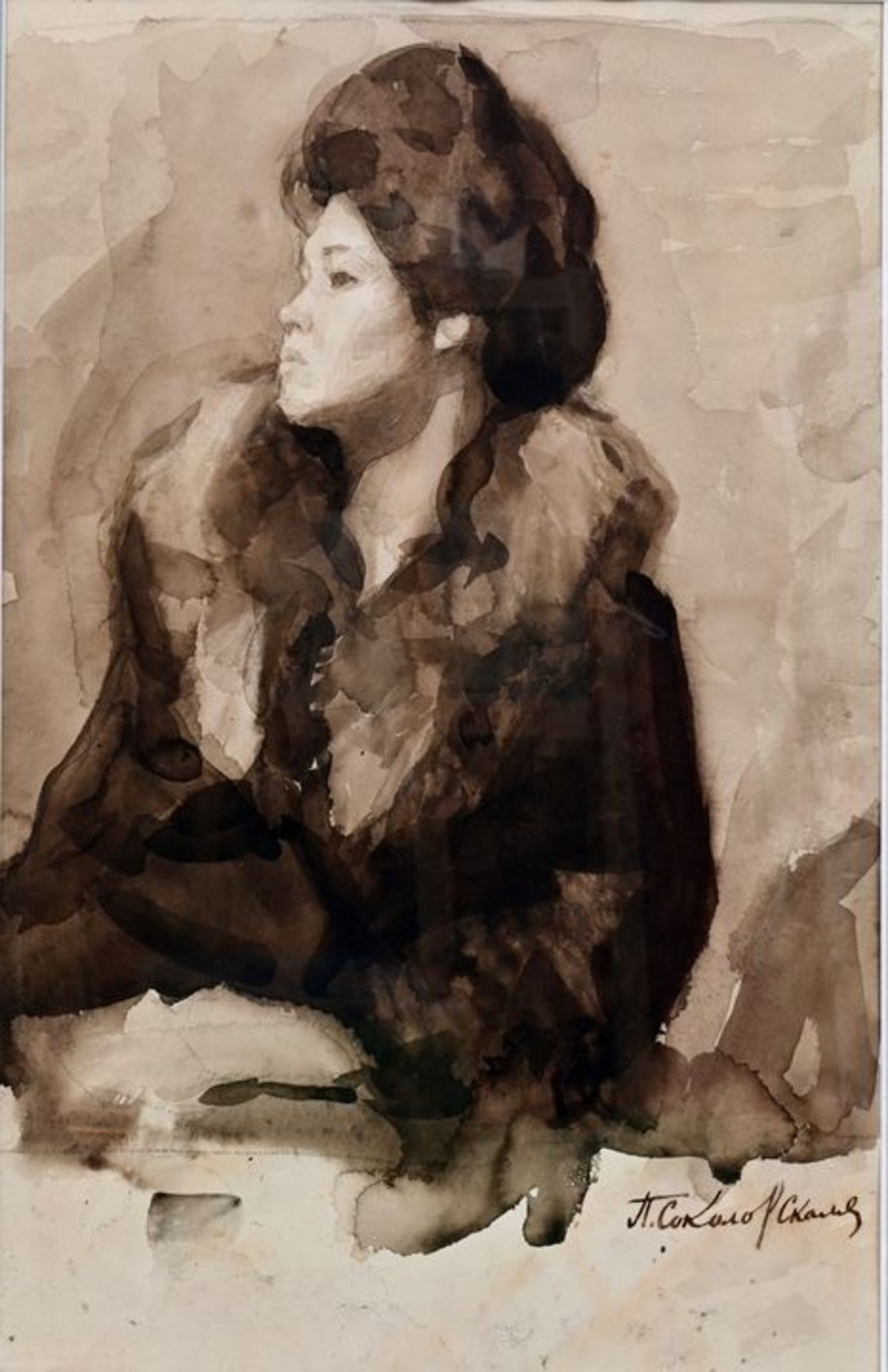 Sokolov-Skalja, Pavel Petrovich Aquarell ''Dame'' Sahalowskaja / water colour