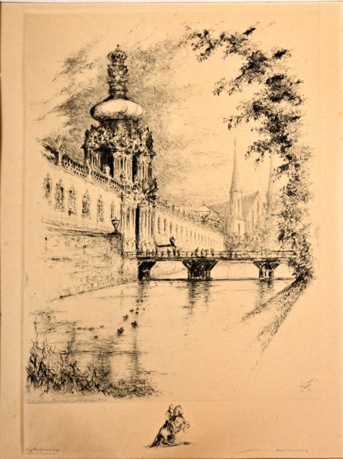 Mildner, drei Radierungen Zwinger / Mildner three etchings - Bild 5 aus 7