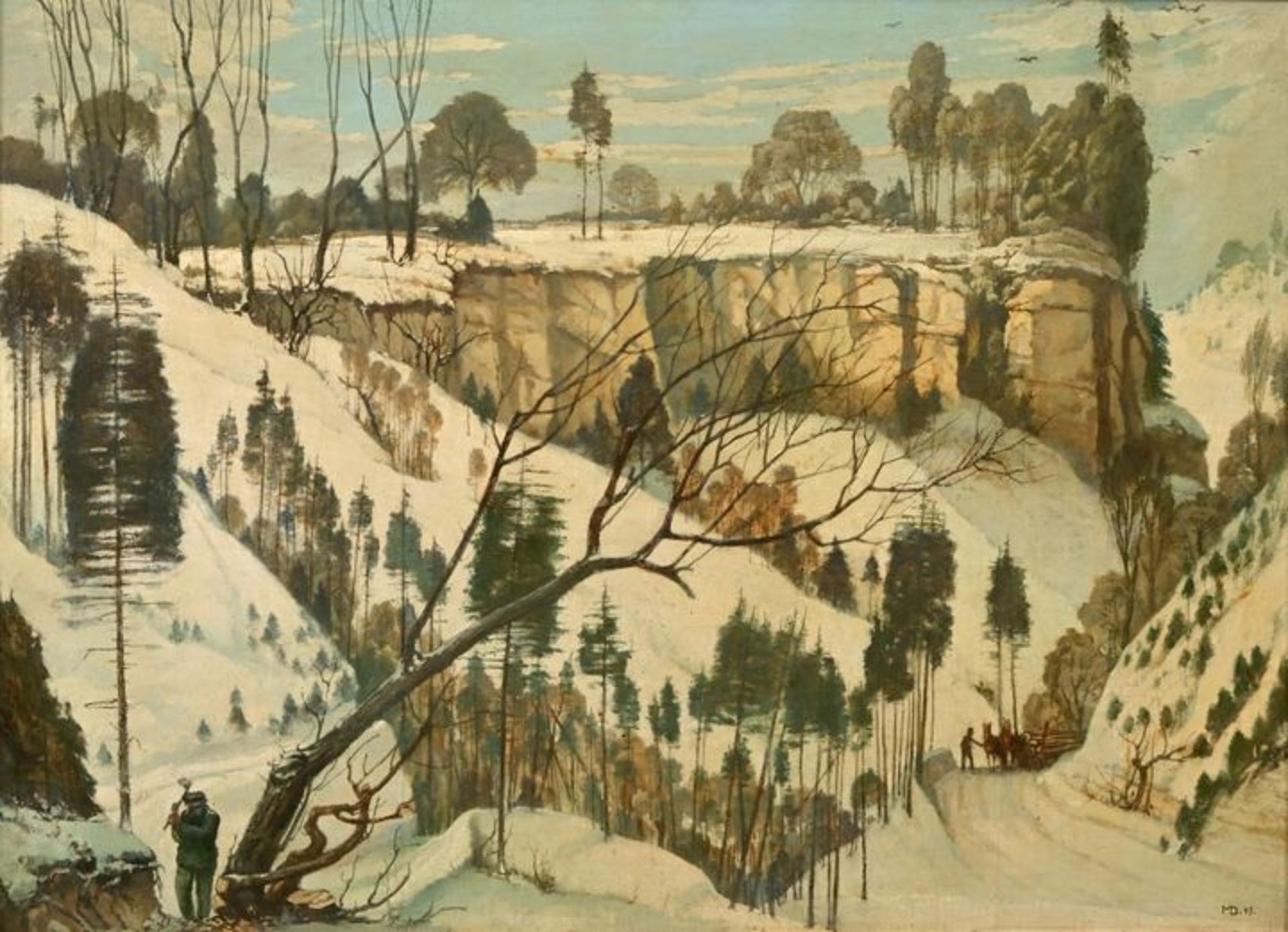 Dürschke, Max Gemälde ''Holzfäller'' / landscape painting