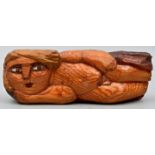 Bräunling, Liegende, Holz / small wooden figure, nude