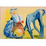 Borchers Heinz Aquarell Pferd mit Puppe / water colour