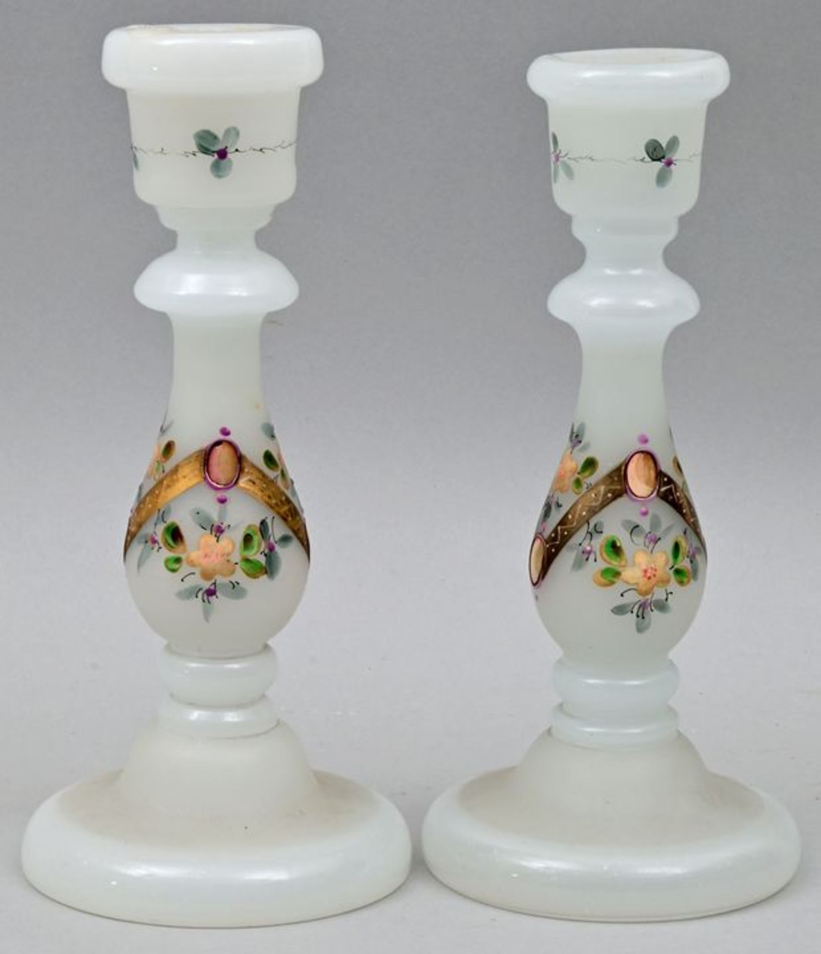 Ein Paar Leuchter / pair of glass candlesticks