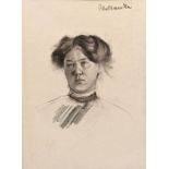 Wollanke, Elly, Damenbildnis / Charcoal drawing of a woman