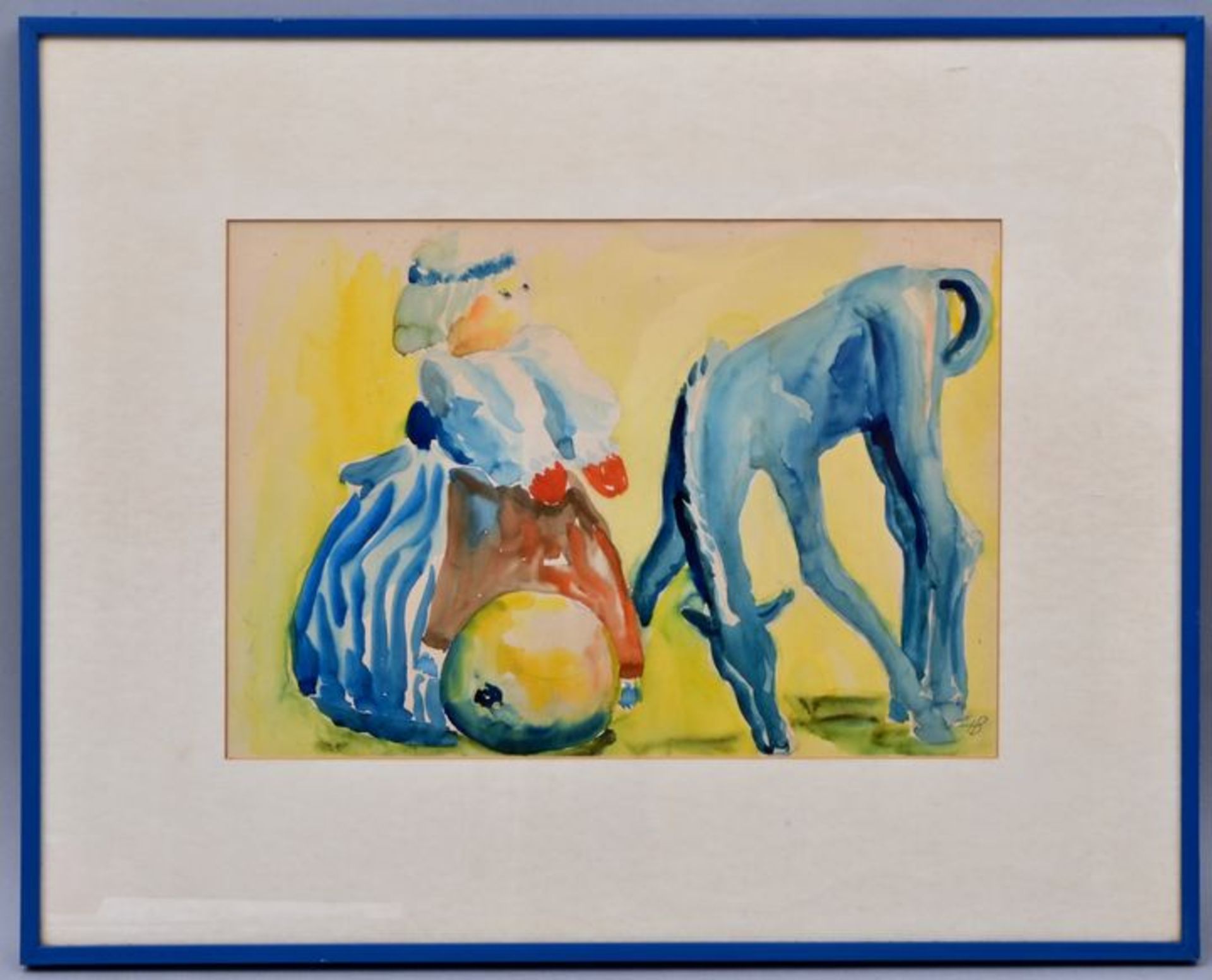 Borchers Heinz Aquarell Pferd mit Puppe / water colour - Bild 2 aus 5