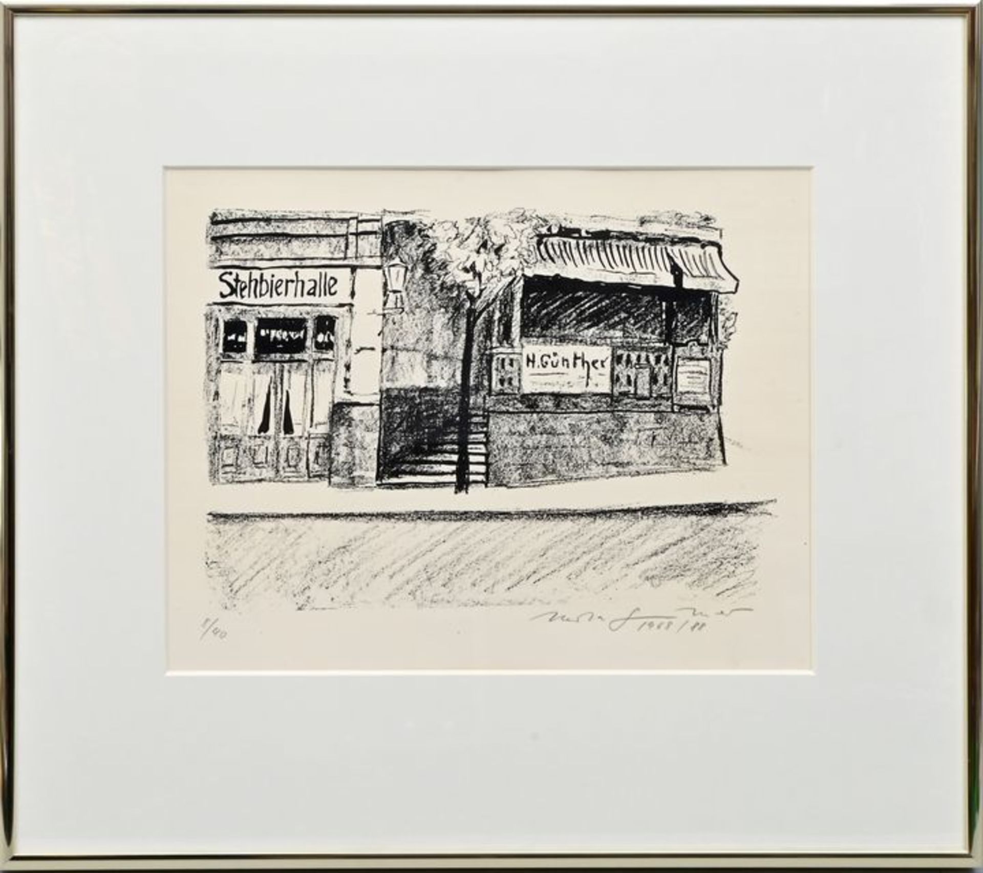 Günther, Herth, Litho ''Stehbierhalle'' / Lithograph - Image 4 of 5