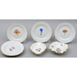 Sechs Tellerchen und zwei Schalen, Nymphenburg / Six pieces porcelain