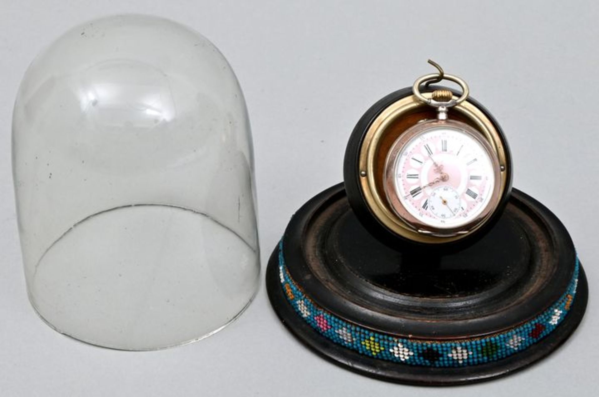 Taschenuhr mit Ständer und Glasdom / Pocket watch with stand and glass dome - Bild 4 aus 7