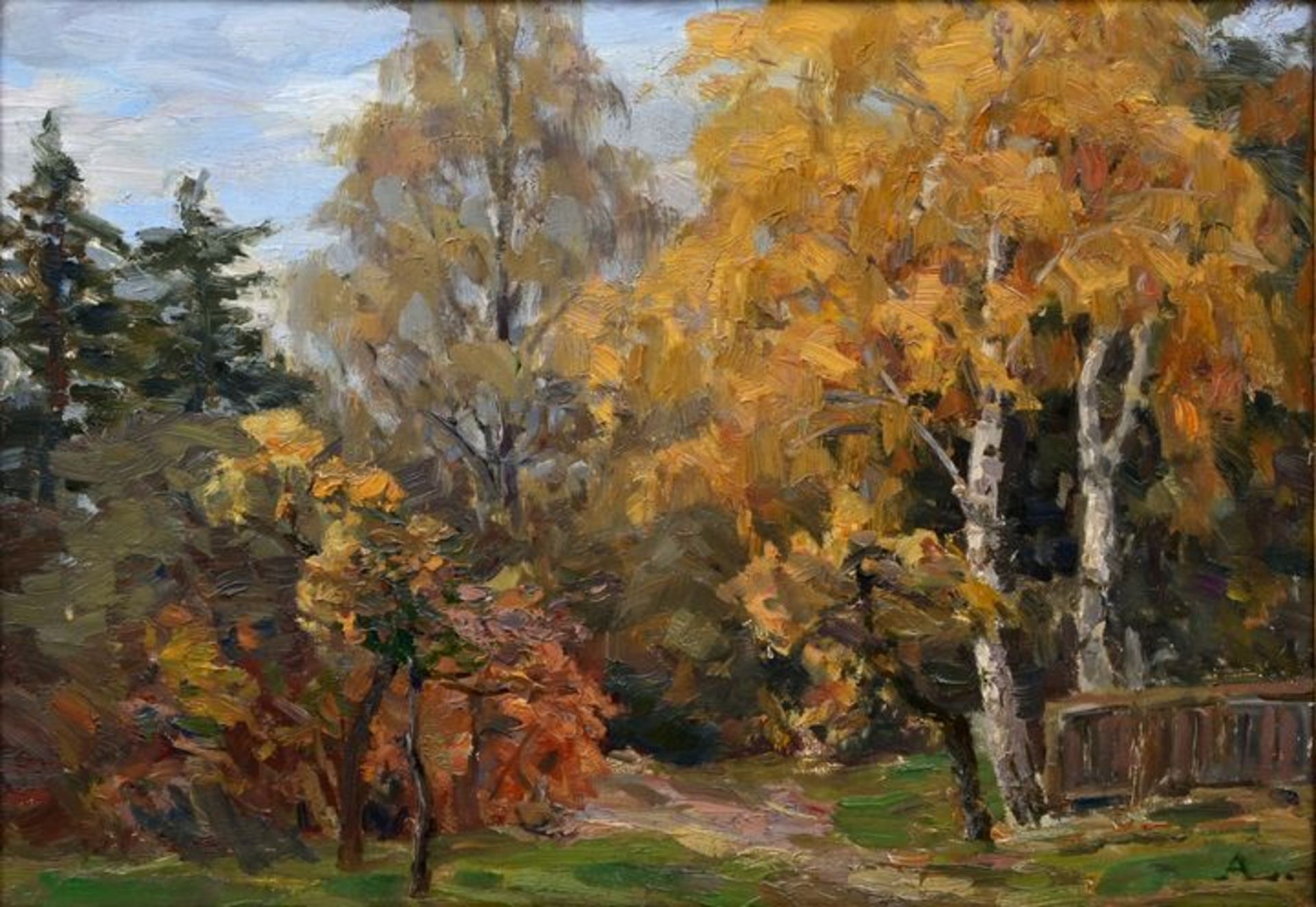 Leonhardi, August, Mein Garten im Herbst Gemälde / landscape painting