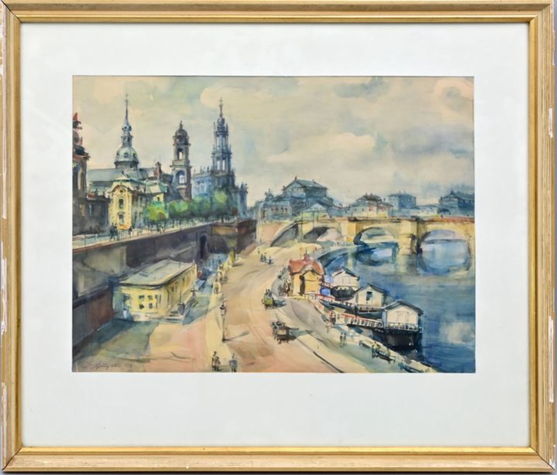 Gerhard Augst, Dresden Panorama / Dresden, Water colour - Bild 4 aus 5