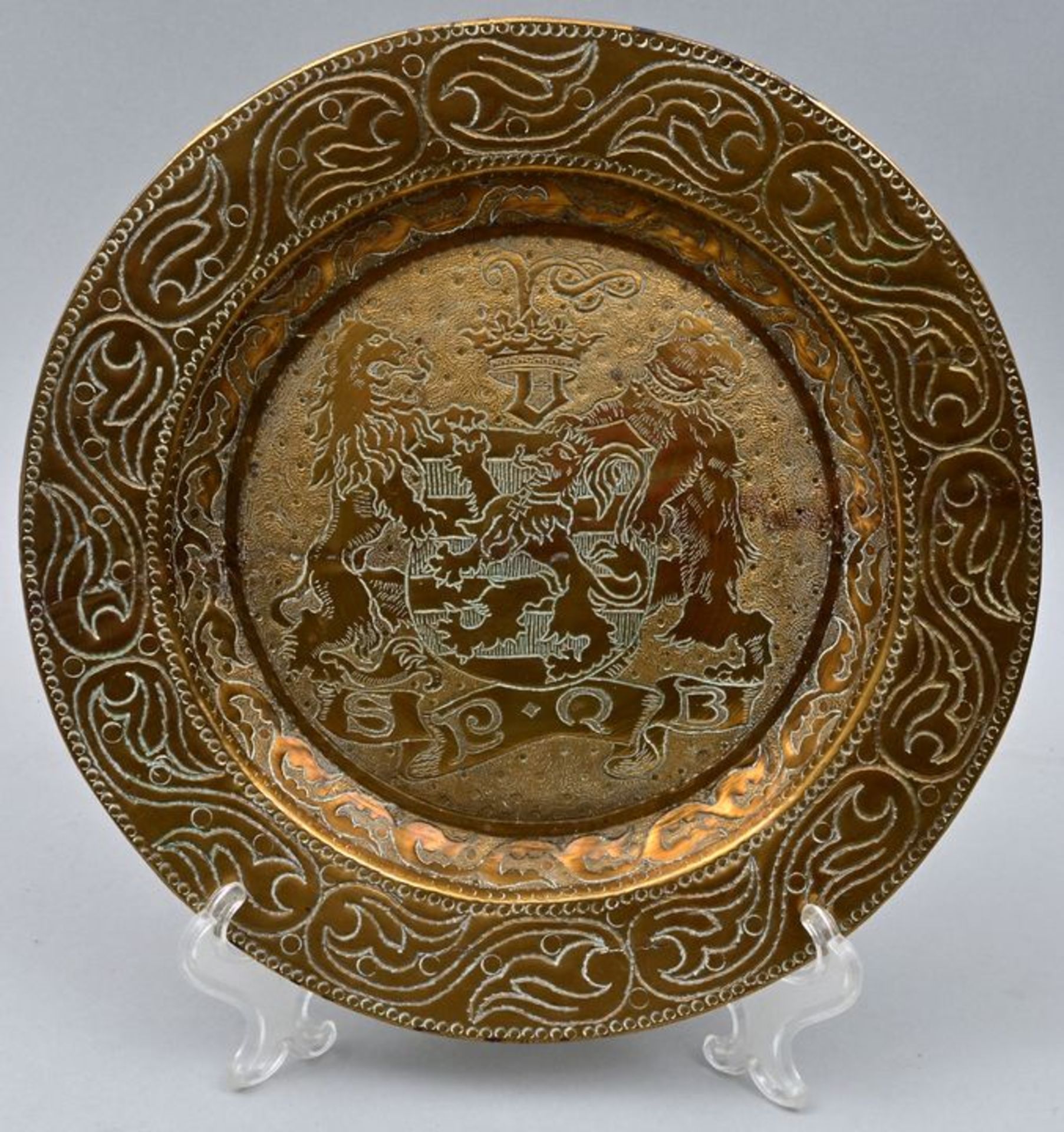 Messingteller, Wappen / brass plate