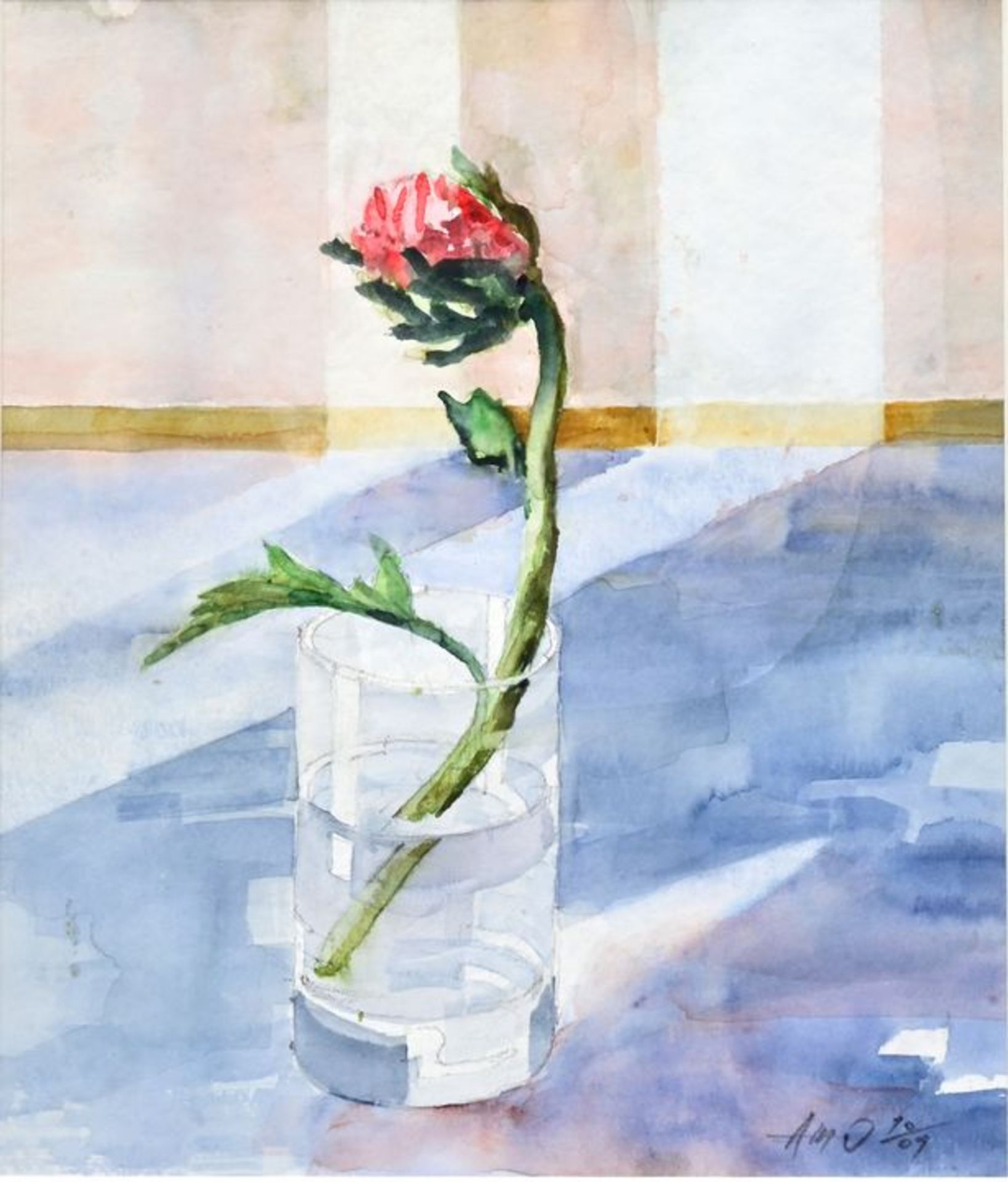 Körner, Arnold (?), Mohnblüte im Glas / water colour