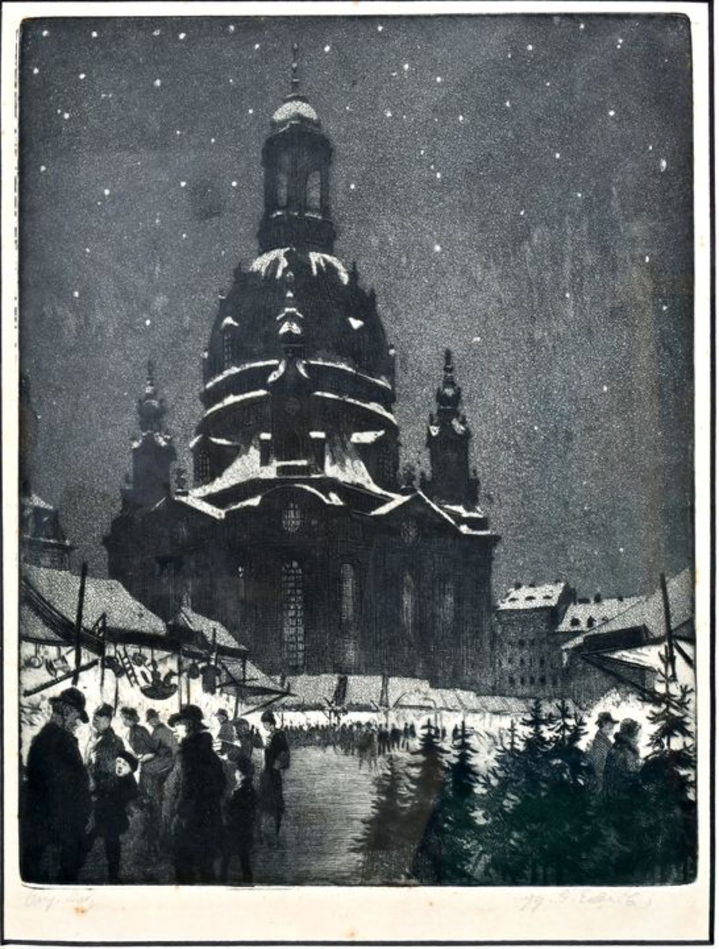 Erler, Georg, Aquatintaradierung Frauenkirche Dresden, RA / Etching