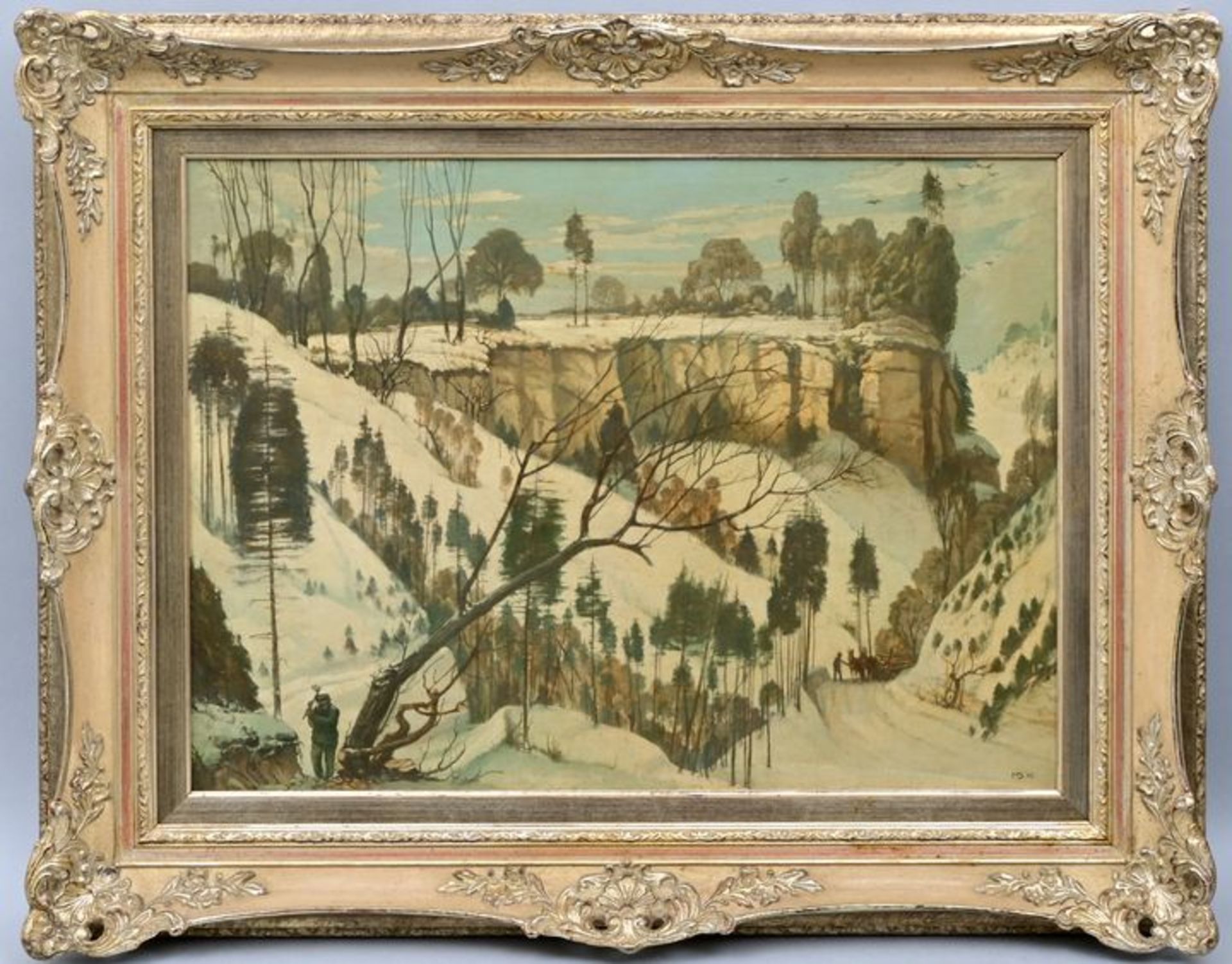 Dürschke, Max Gemälde ''Holzfäller'' / landscape painting - Bild 4 aus 5