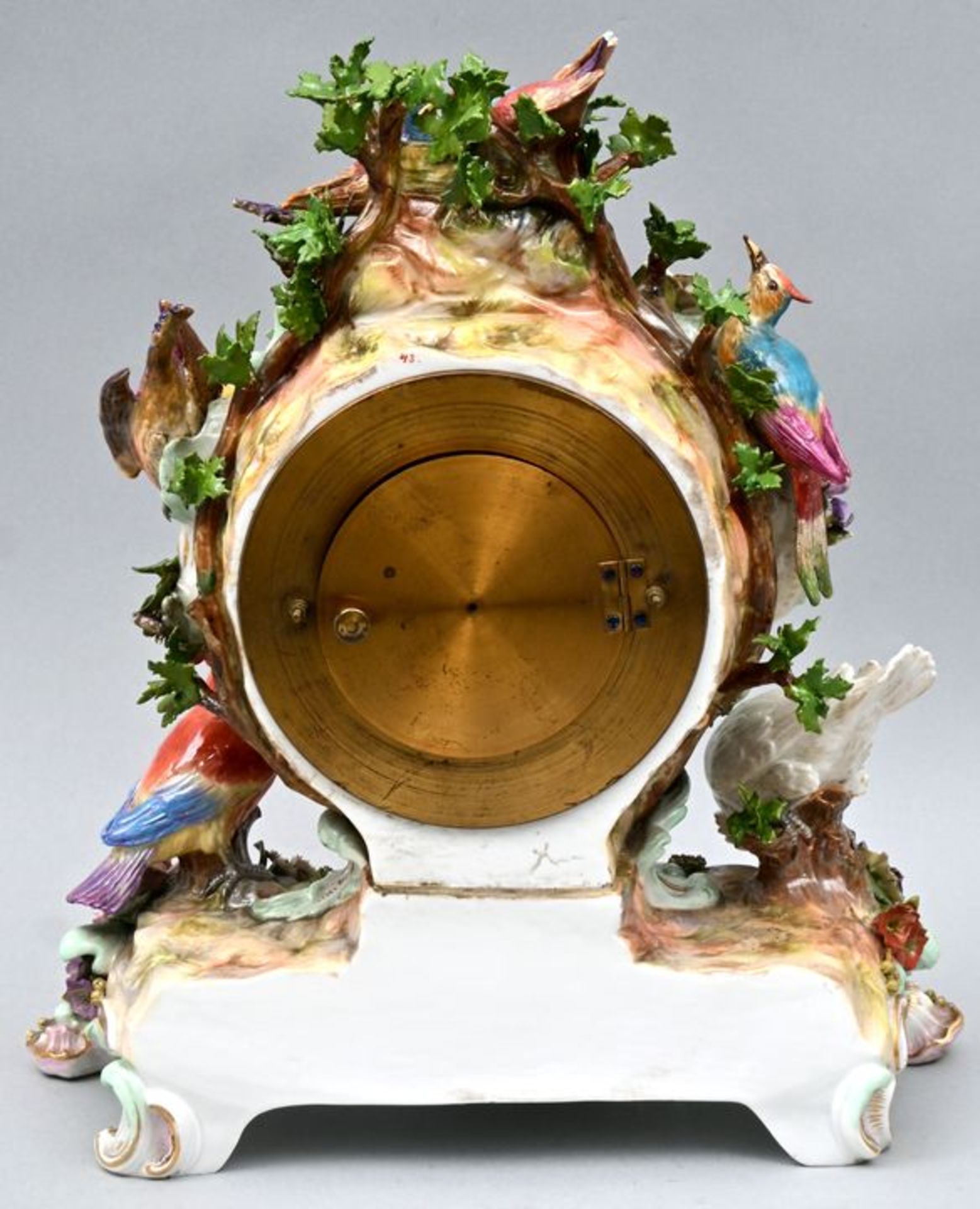 Porzellan Pendule Meissen mit Glasdom / Porcelain pendule, Meissen - Bild 4 aus 10