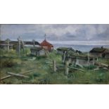 russ. Künstler, Friedhof am Meer / Painting of a cemetery at the coast