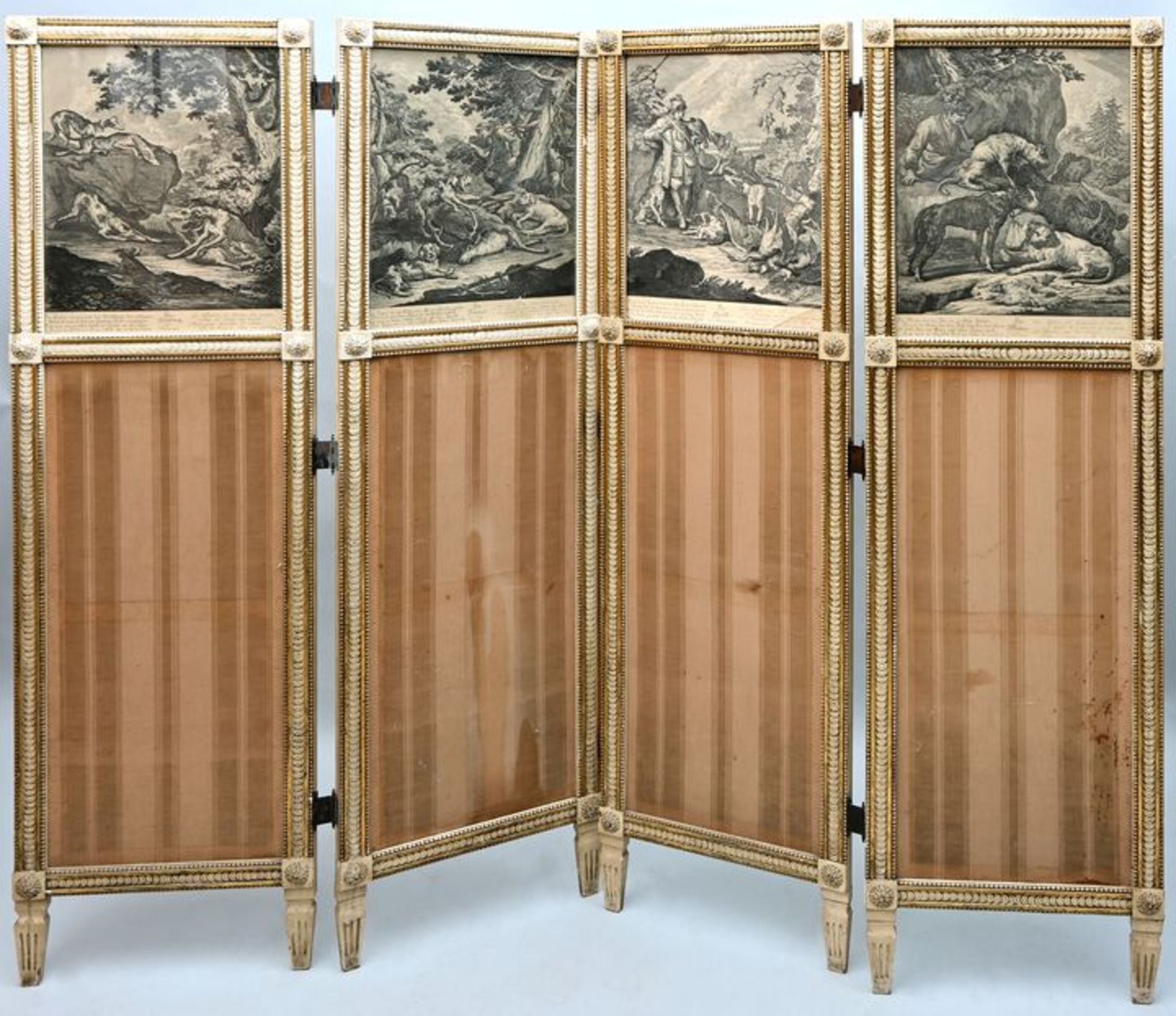 Paravent, 4 Radierungen-Stiche / Screen with etchings