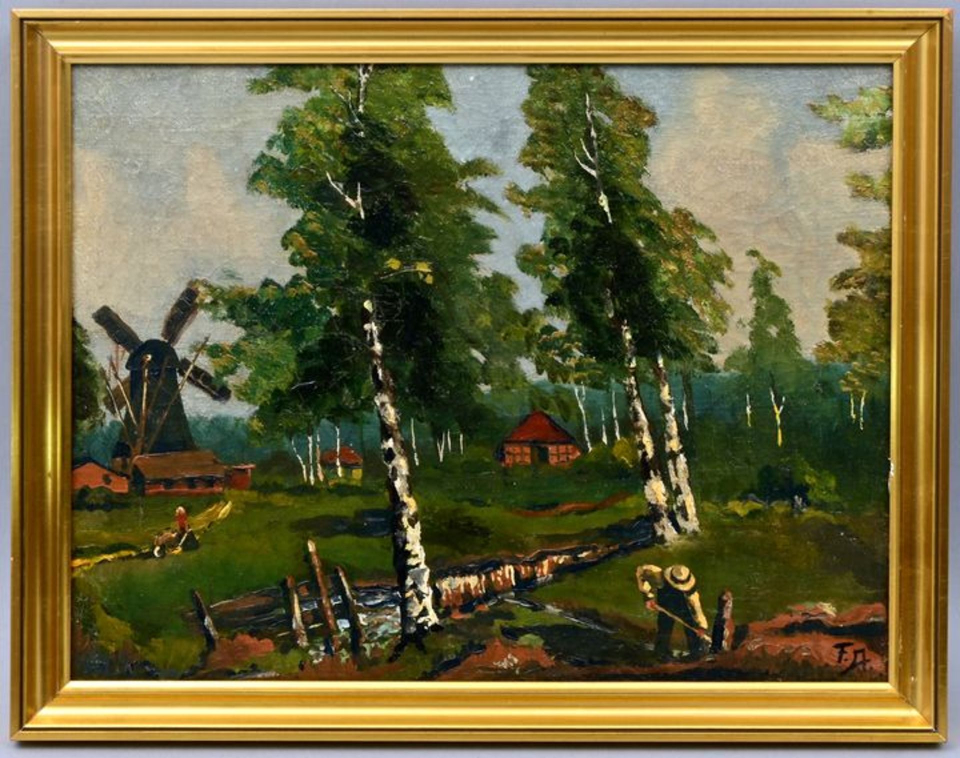 Worpsweder Maler Gem. ''Birken'' / Landscape painting - Image 5 of 7