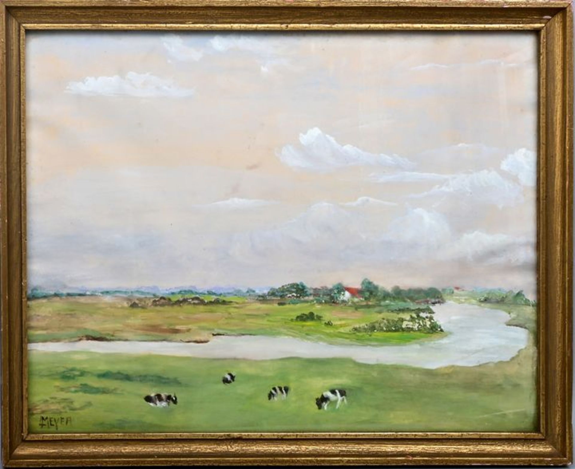 Meyer, L. Vier Kühe / Landscape with cows, Gouache - Image 2 of 5