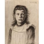Wollanke Kohlezeichnung / Charcoal drawing of a young girl