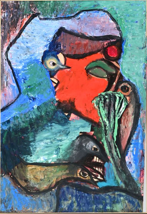 Indischer (?) Künstler, Gemälde ''Abstrakte Figuren'' / abstract figure