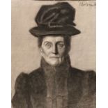 Wollanke Kohle / charcoal drawing of a lady with hat