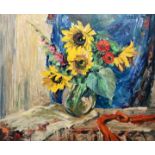 Prescher van Ed Stillleben ''Sommerblumen in Kugelbauchvase'' / Flower stillife