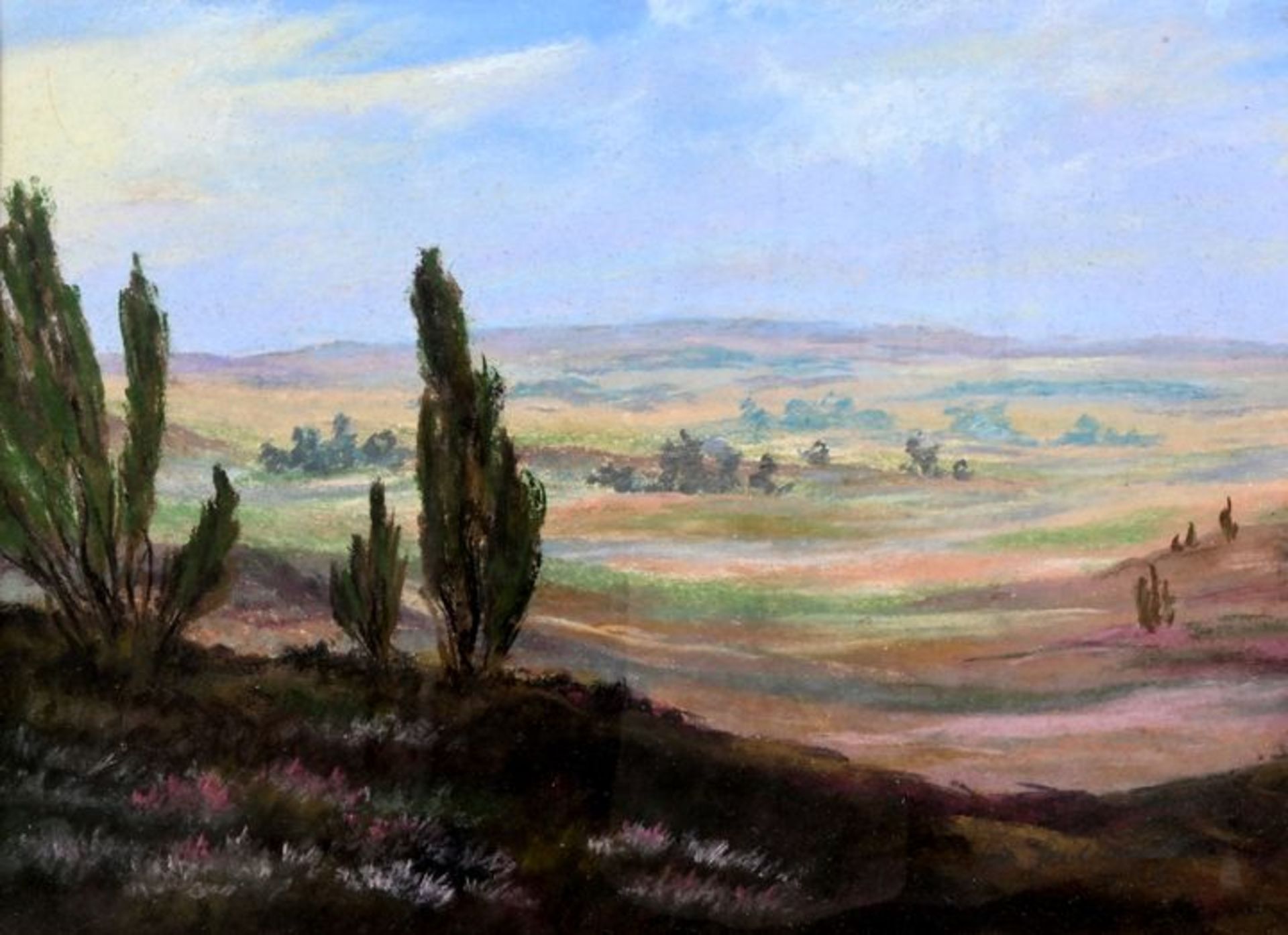 Seitmüller (?) Pastell Heidelandschaft / landscape painting