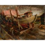 Unbekannt Boote im Hafen / Oil painting, boats