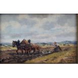 Rohrhirsch, Karl, kl. Gemälde Pferdekarren / painting with a farmre and horses