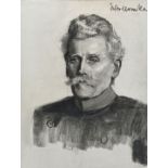 Wollanke Elly Kohlezeichnung / Charcoal drawing of a man in uniform