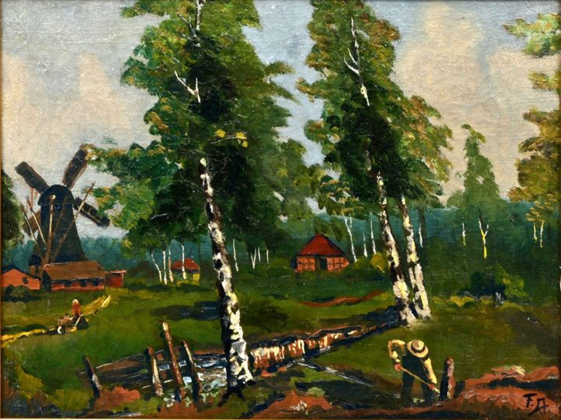 Worpsweder Maler Gem. ''Birken'' / Landscape painting