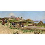 Mollica, Achille, Vesuv / Village at gulf of naples, painting