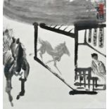 unbekannter chinesischer Künstler, Springende Pferde / unknown, ink wash painting, horses