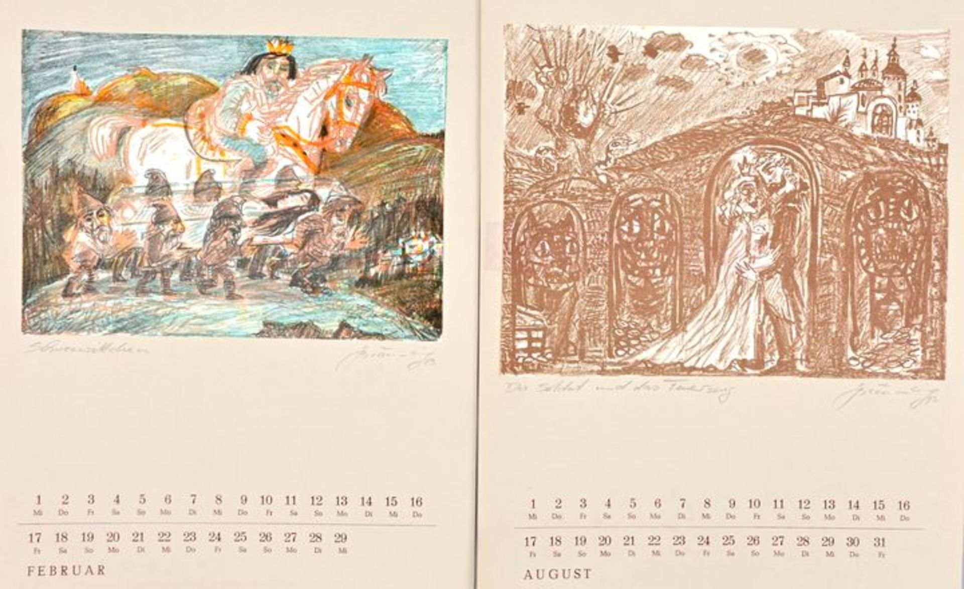 Bräunling, Gottfried, Märchenkalender, Lithos / Lithography