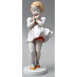 Vertikofigur Mädchen mit Blume / Porcelain figure