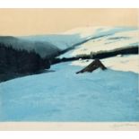 Iwan Winterlandschaft mit Almhütte, Farbaquatinta / colour etching