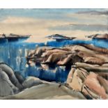 unbekannt, Felsen am Meer / unknown, Water colour