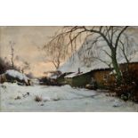 Becht, Eduard August (1868-1931), Bauernhof im Winter / landscape drawing