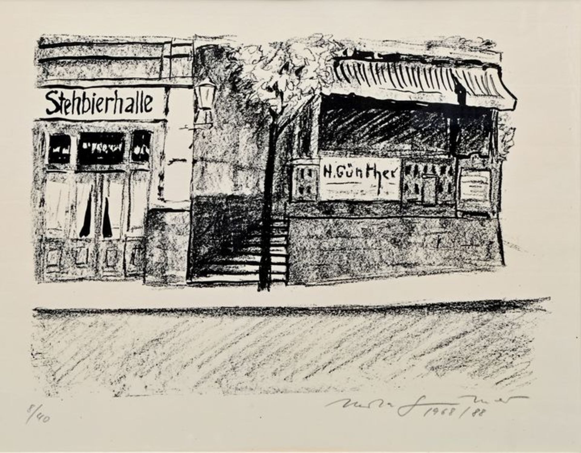 Günther, Herth, Litho ''Stehbierhalle'' / Lithograph