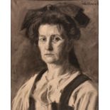 Wollanke, Kohlezeichnung / Charcoal drawing of a woman